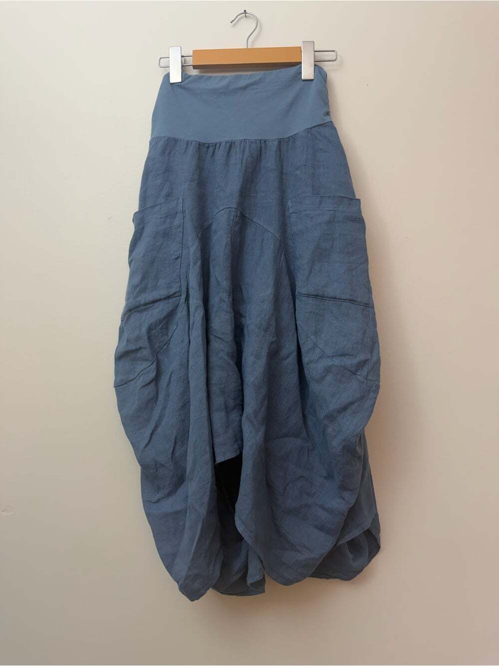 100 Linen Italian Balloon Midi Lagenlook Sorella by Papa Fashions w Skirt - Picture 2 of 10